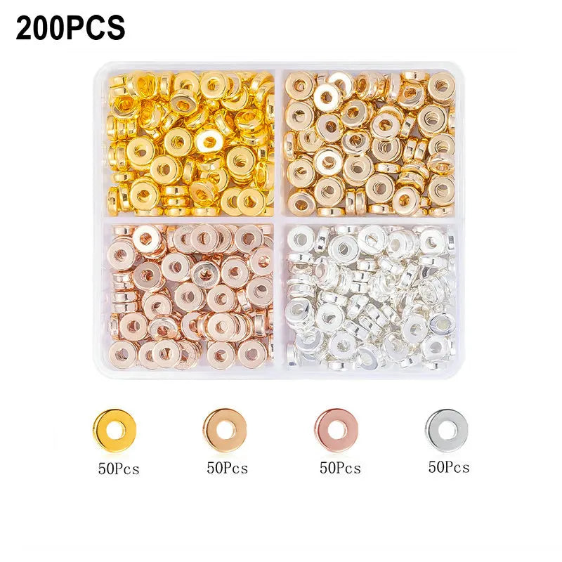 4 Farben CCB Spacer Perlen Kit mit 6 Stilen für Schmuck DIY Handwerk