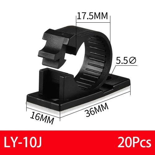 20x Selbstklebende Kabel Organizer Clips für Desktop Management - Schwarz