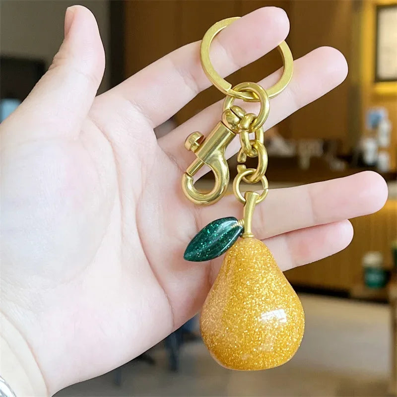 Kristall Harz Birnen Schlüsselanhänger Modischer Obst Anhänger Tasche