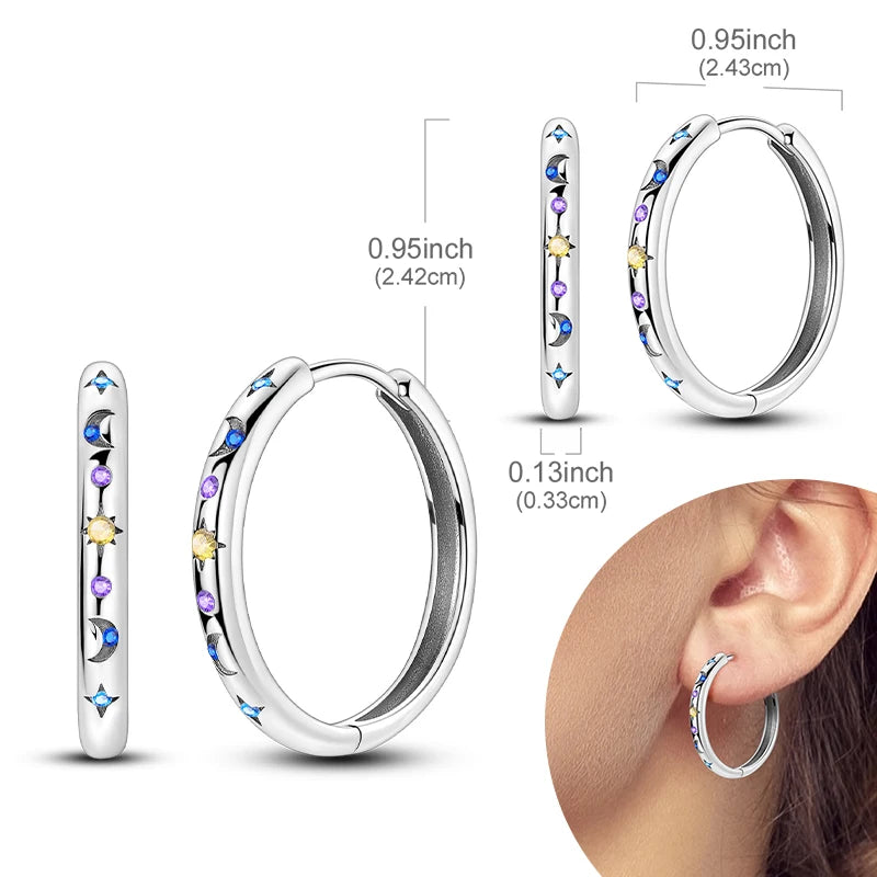 925 Sterling Silber Creolen mit Zirkonia Wassertropfen für Damen
