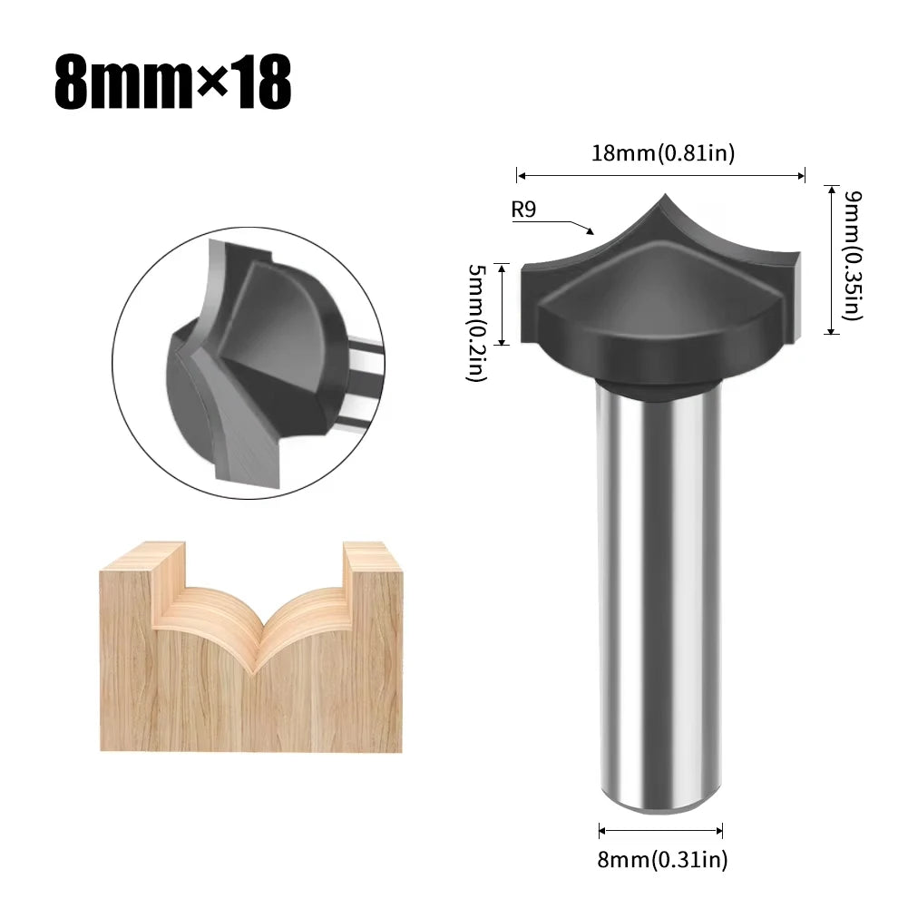8mm Schaft Holzbearbeitung Router Bit Set mit spitzen Gravurmessern