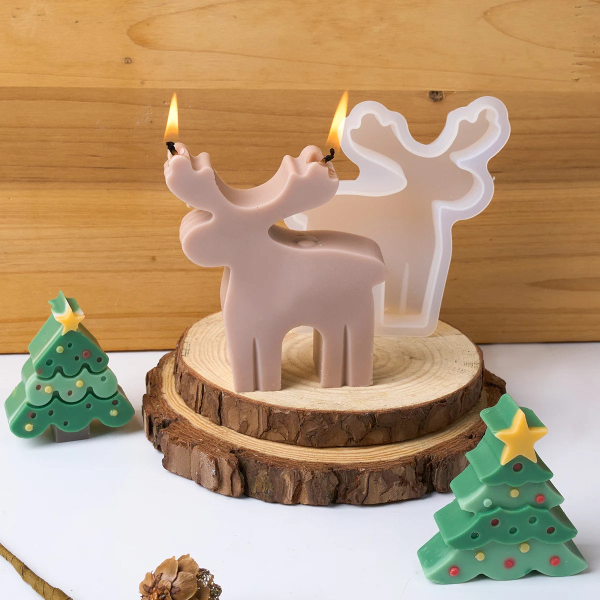 Silikonform Weihnachtsbaum Schneeflocke für DIY Kerzen und Guss