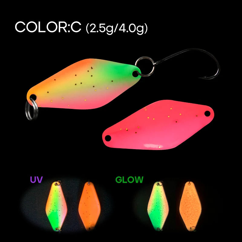 LETOYO UV Leuchtender Löffel Köder Rhombus 2,5g bis 4g für Forelle und Barsch-Yabubest - Home & More