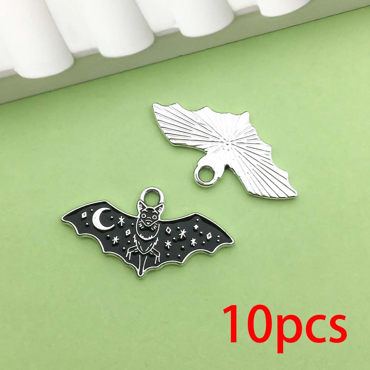 10 12er Set Gothic Fledermaus Charms aus Metall für DIY Schmuck