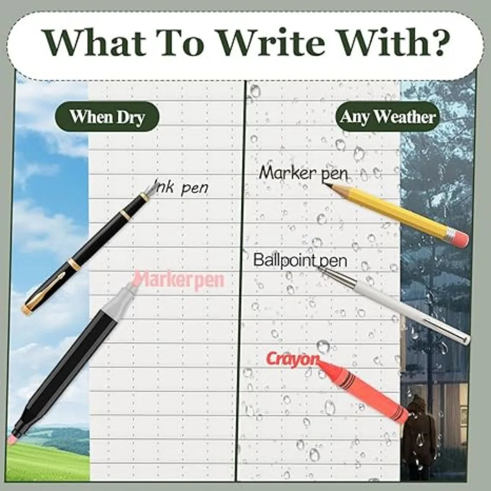 Wasserdichter Mini Notizblock mit linierten Seiten für Outdoor Notizen