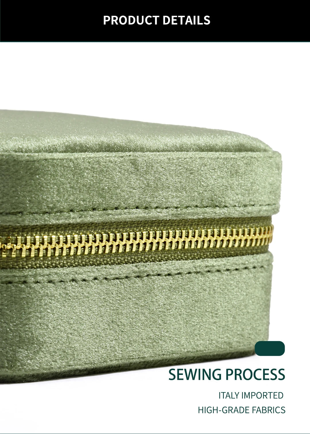 TAIMY Vintage Samt Reise-Schmuckbox Grün mit Spiegel Organizer