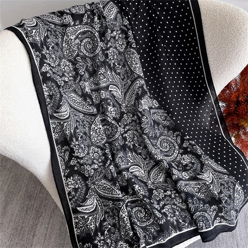 Roter Damen Schal Paisley Polyester Lang Warm Foulard Poncho Echarpe