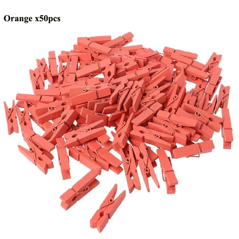 Mini 25mm Holzclips für Fotos & Deko – 50 oder 100 Stück Natur/Mix