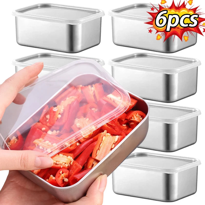 Doppelte Frische garantiert: Edelstahl Frischhaltebox 13,8x10,8x5 cm, 1-6 Stück Sets