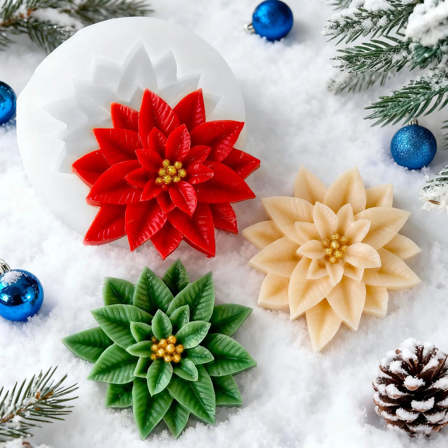 DIY Silikonform für Weihnachtsdekoration mit Holly Blatt und Beeren