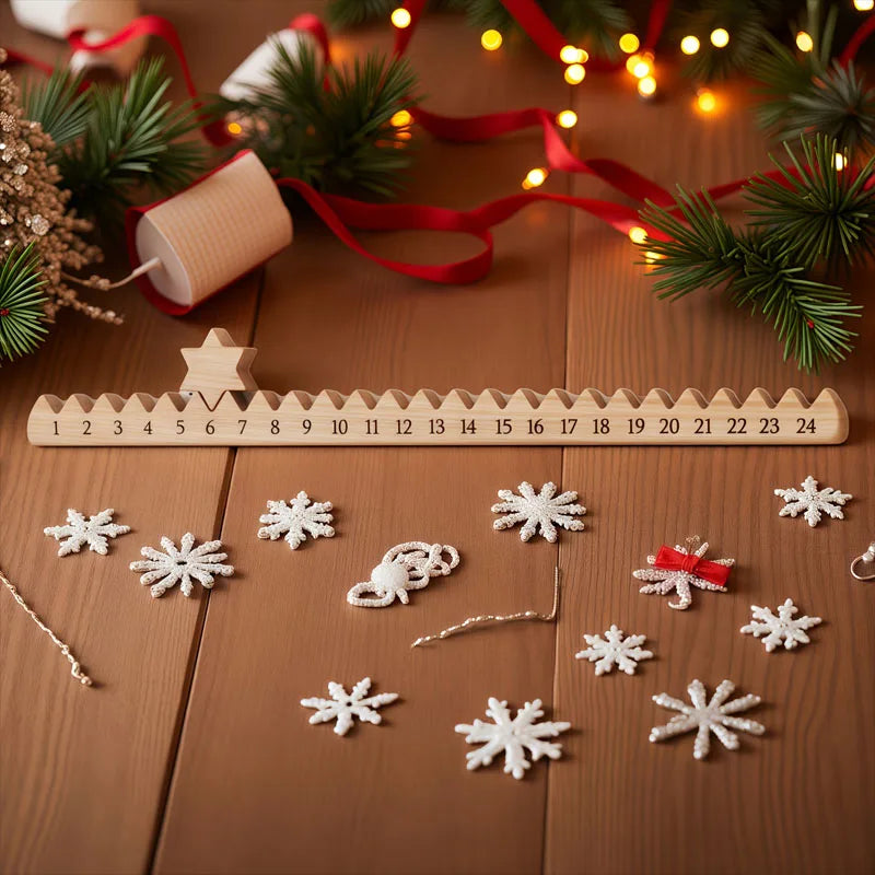 Weihnachts-Adventskalender aus Holz mit Sternen, 24-Tage-Countdown