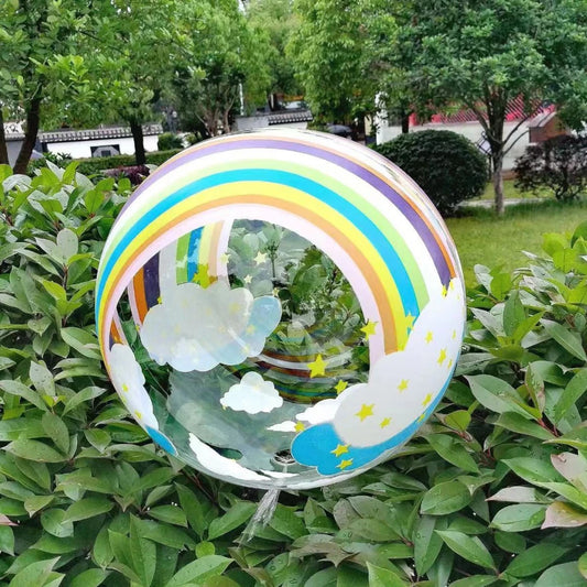 5er Set bedruckte Bobo-Bälle mit Regenbogenmotiv für Party & Dekor