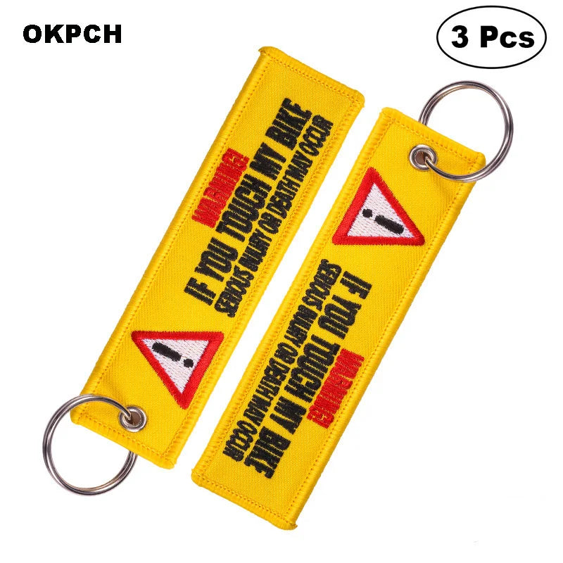 3-teiliges Schlüsselanhänger Set Bestickte Metallanhänger für Autos Motorräder