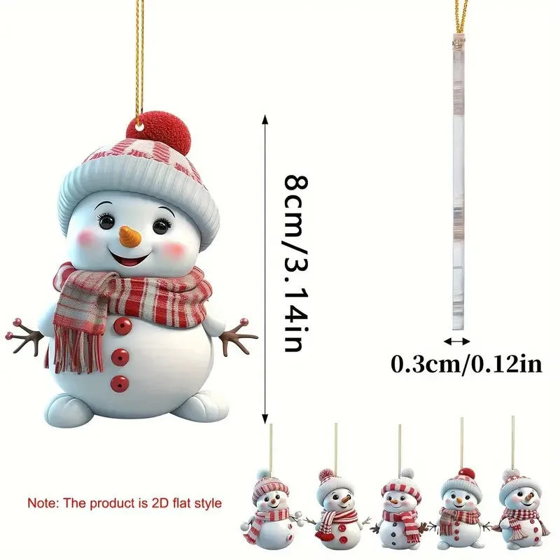 5er Set Acryl Schneemann Ornamente für Weihnachtsbaum und Feste