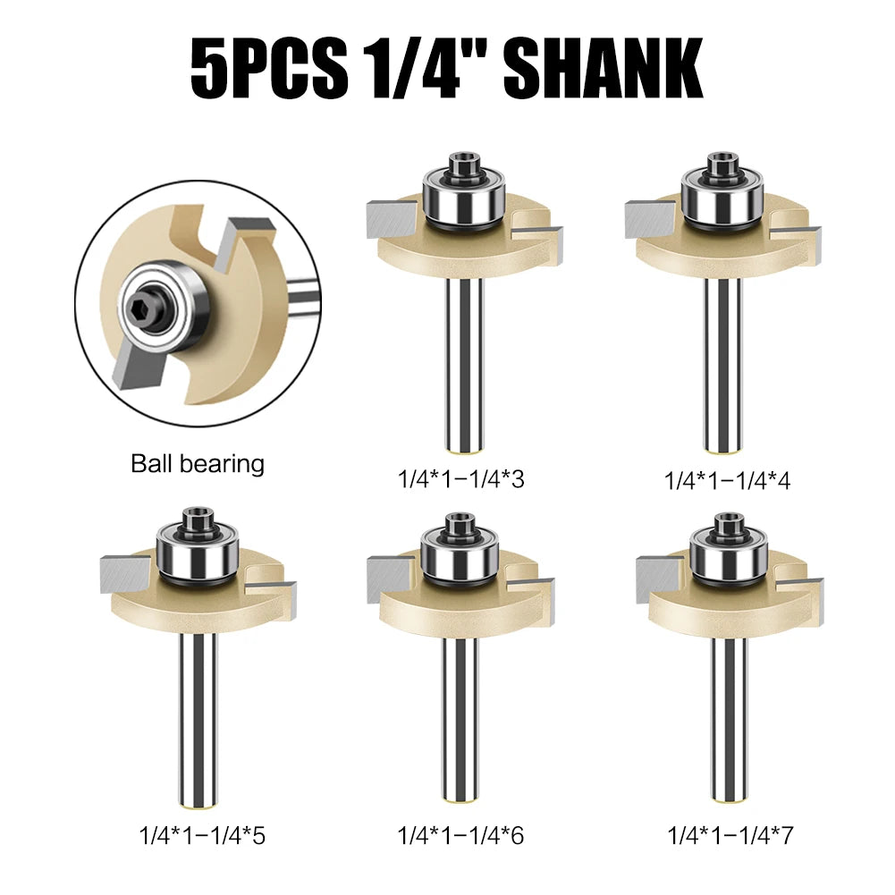 6 mm 1/4 Zoll Schaft T-Nut-Fräser mit Lager für Holzverarbeitung