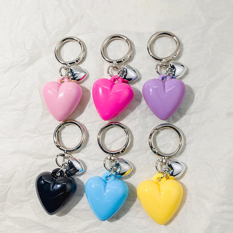Großer glatter Herz Schlüsselanhänger in Candy Farben für Frauen Tasche