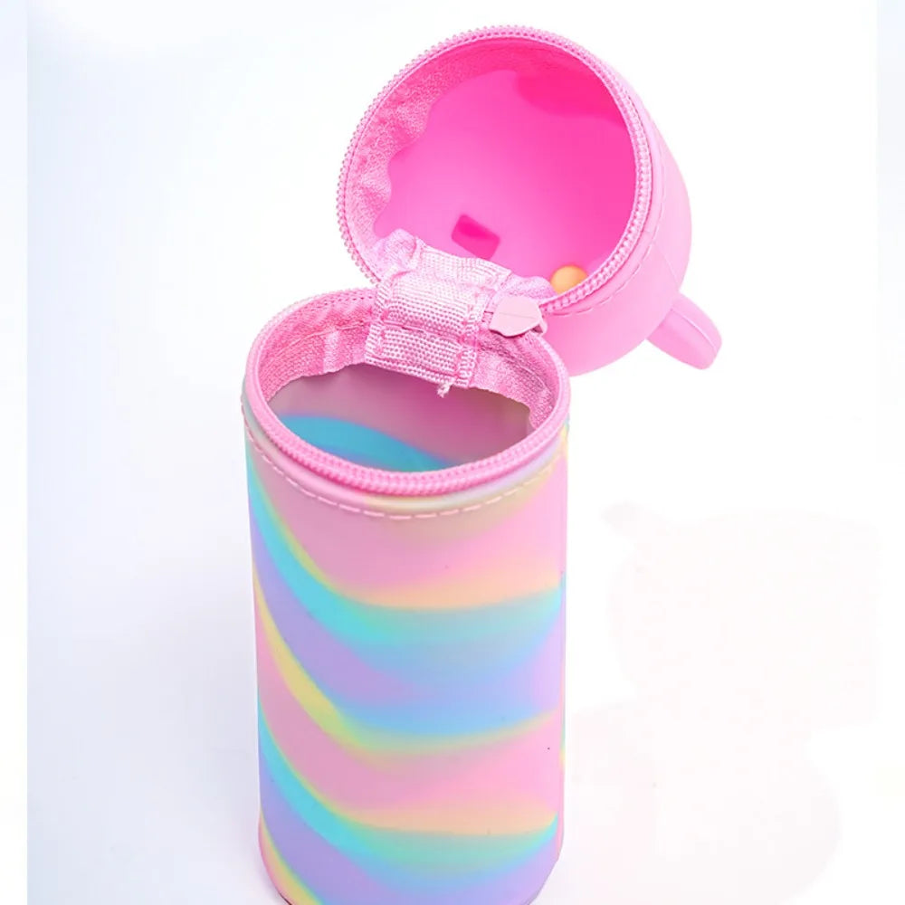 Niedlicher Silikon Stifthalter mit großem Fassungsvermögen und Reißverschluss