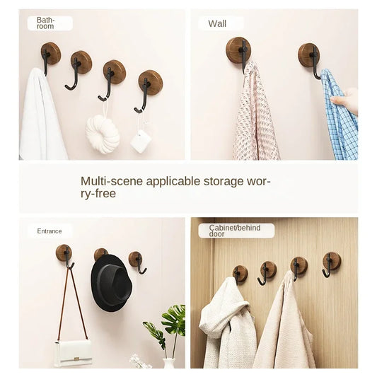 Selbstklebende Massivholz Haken Walnuss für Bad Schlafmantel Schlüssel
