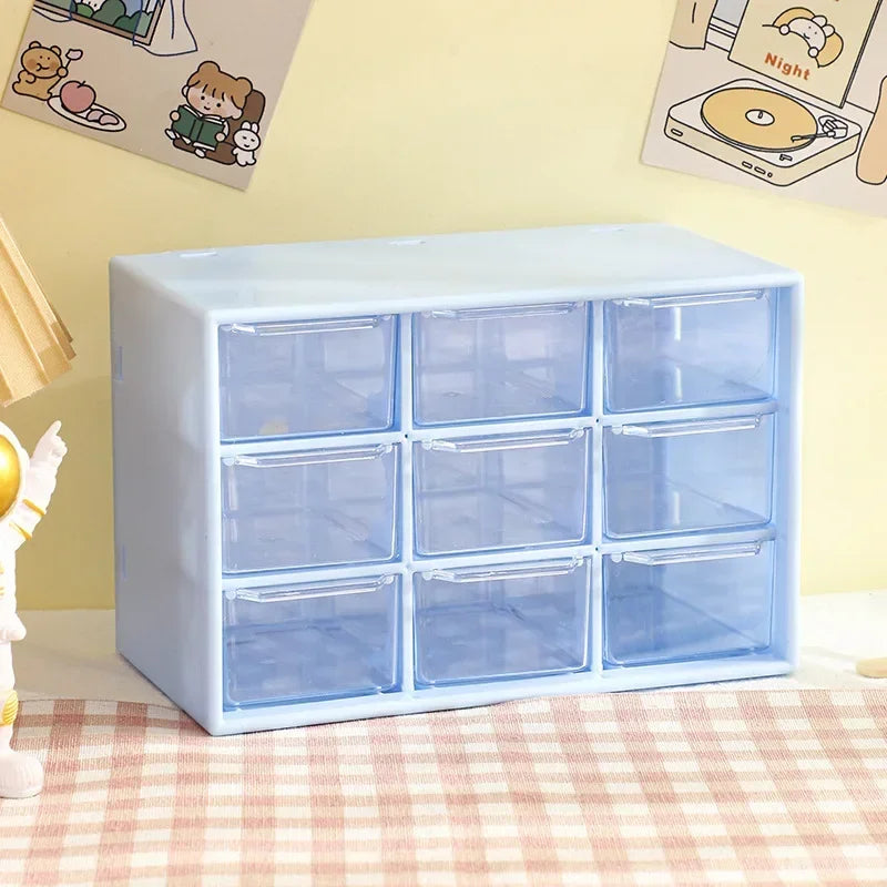 Desktop 9-Fächer Organizer transparent mit Schublade für Schreibtisch