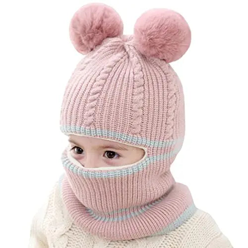 Baby Kinder Strickmütze mit Bär Ohren Warm für Herbst und Winter 1-4 Jahre