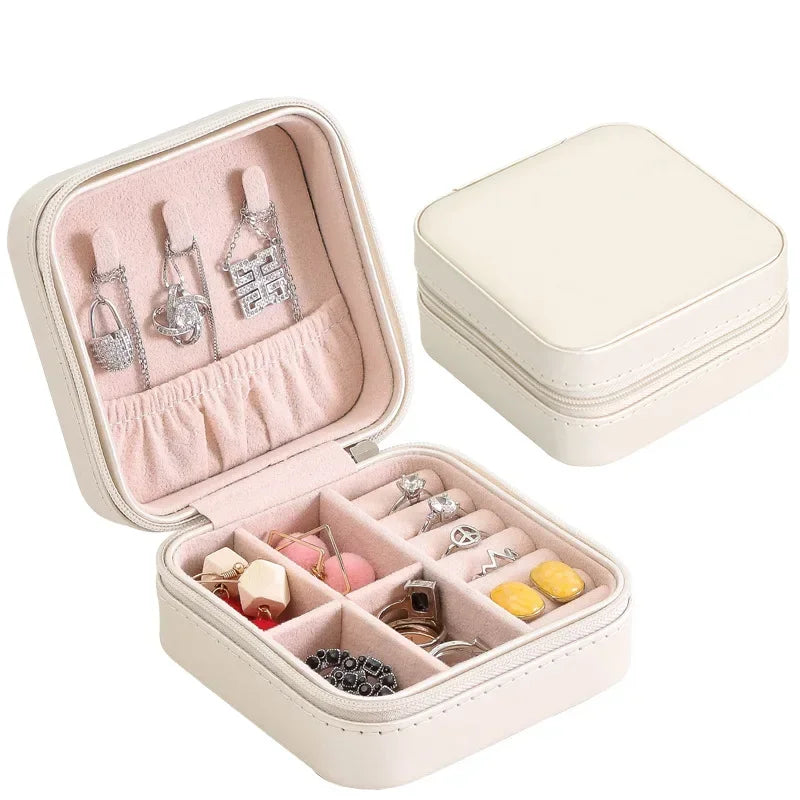 Tragbare Leder Schmuck Organizer für Reisen - Ringe, Ketten, Ohrringe sicher verstauen