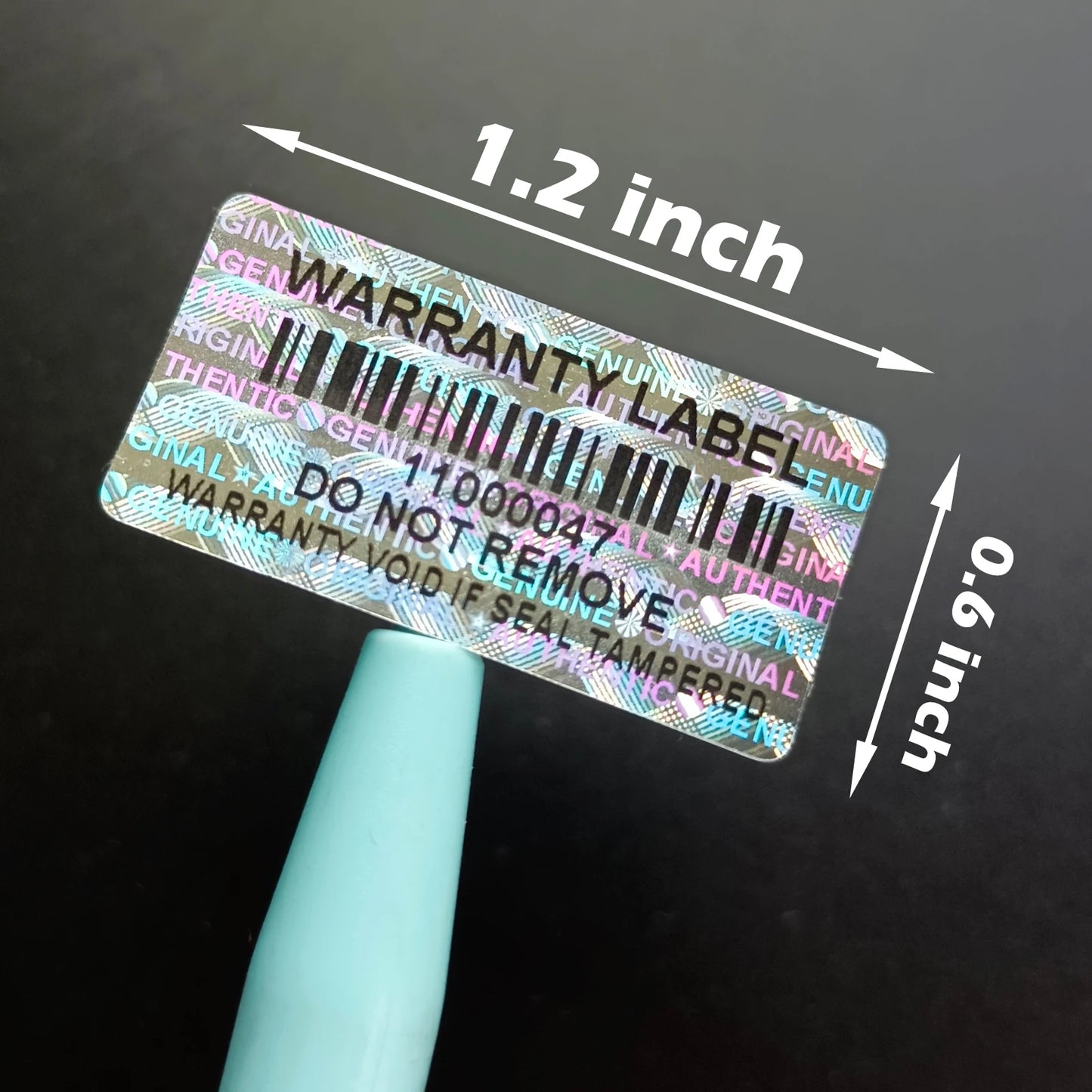 Manipulationssichere holografische Aufkleber mit Barcode 3x15 cm