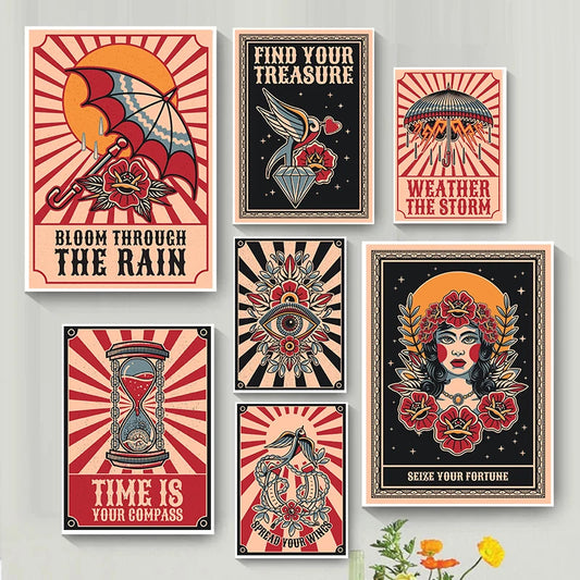 Buntes Poster mit abstrakten Blumenmustern für moderne Wandgestaltung