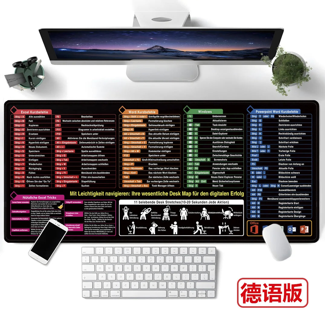 Praktisches deutsches Mauspad mit Spickzettel für Office und Studium