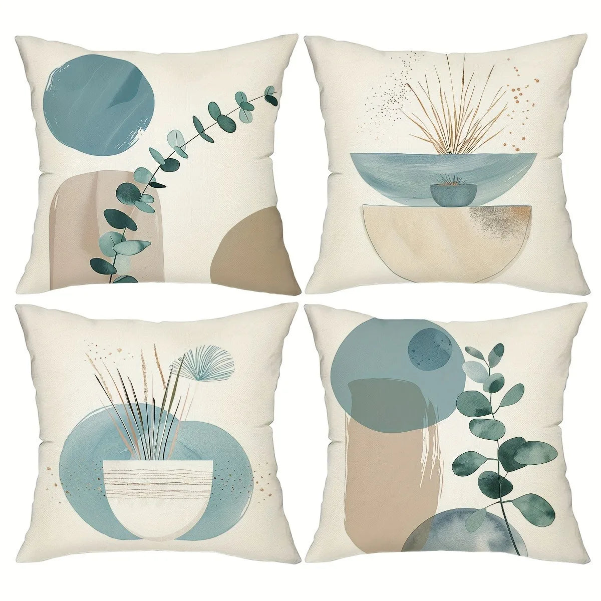 Boho Kissenbezug mit geometrischem Blattmuster für Wohnzimmer