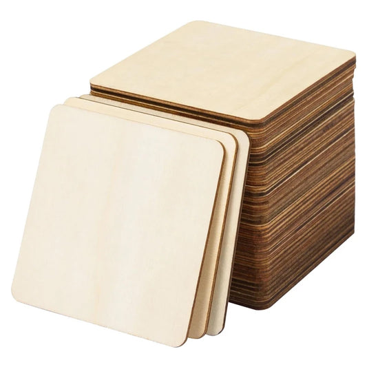 5er Set 12 cm quadratische Holzscheiben – glatt, naturbelassen für DIY-Kunst