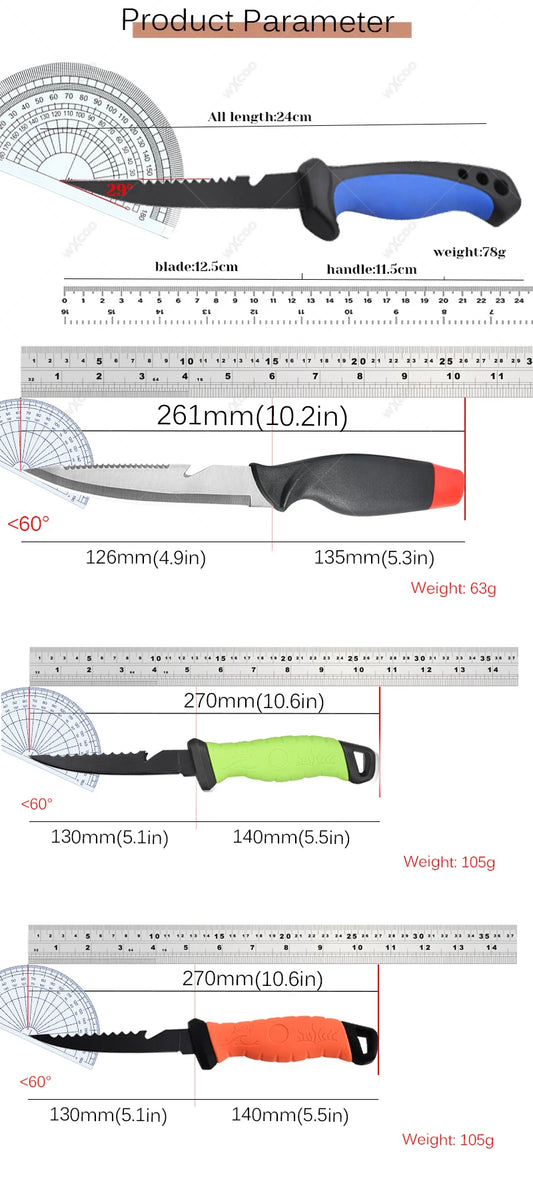 Multifunktionales Fischmesser mit scharfer Edelstahlklinge und Holzgriff für präzises Schneiden
