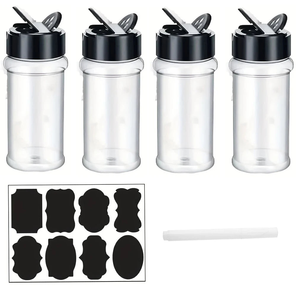 100ml Kunststoff Gewürzbehälter mit Streuer - Etiketten für Gewürze