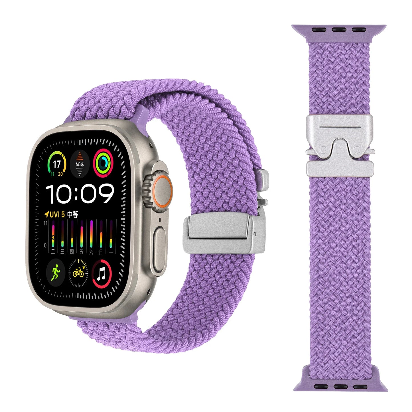 Geflochtenes Fallschirm-Nylonarmband mit Metallverschluss für Smartwatches