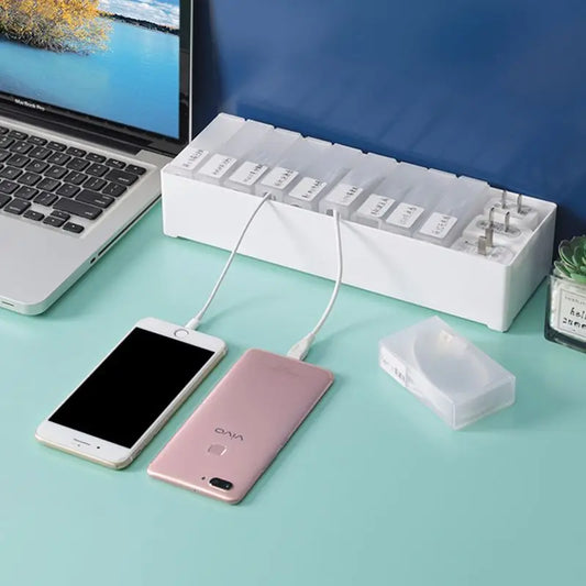 Kleine Kabel Aufbewahrungsbox mit 5 Fächern für Schreibtisch Ordnung