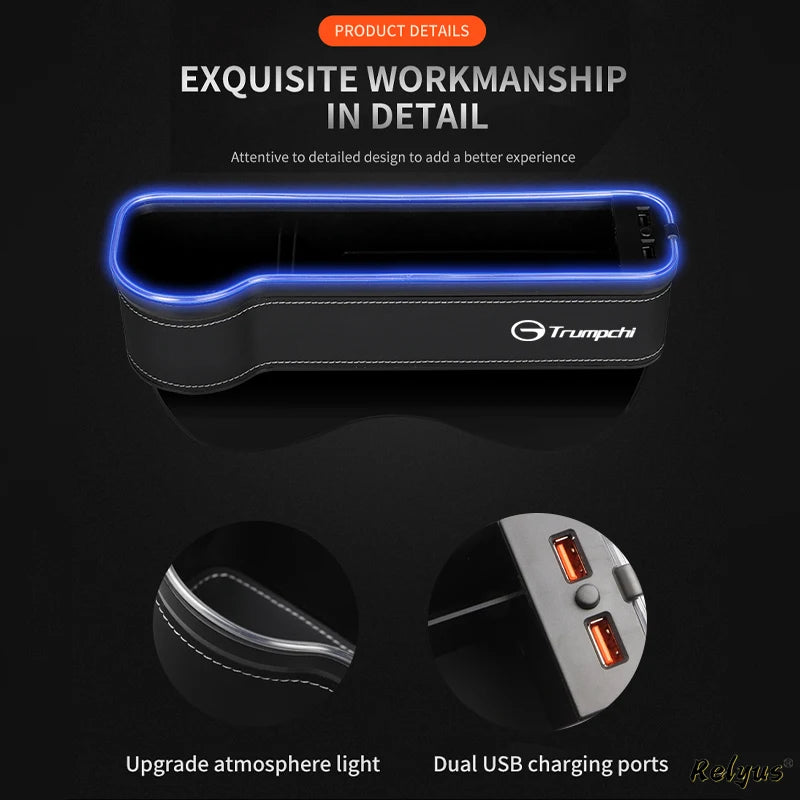 Auto Sitz Spalt Organizer mit USB Ladefunktion & Atmosphäre Lampe