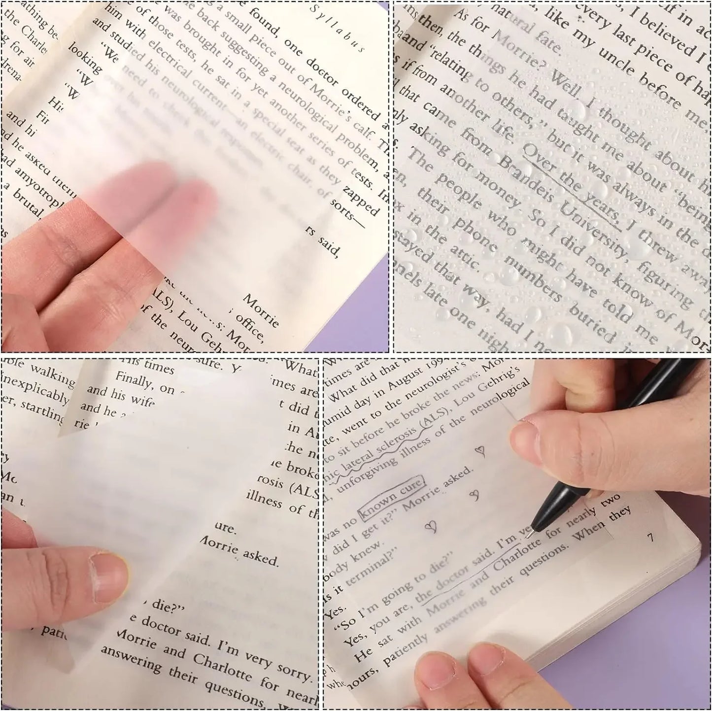 150 transparente selbstklebende Haftnotizen abnehmbar für Büro und Lernen