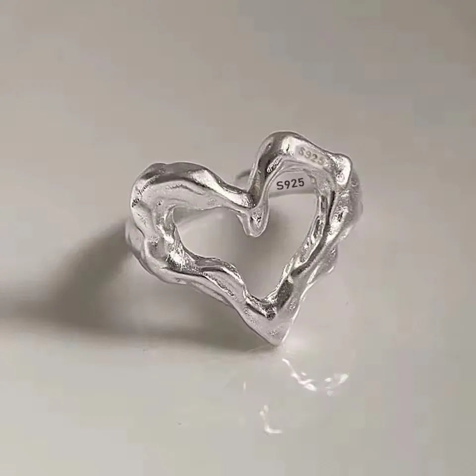 Verstellbarer Silberring mit hohlen Linien, stylischer Punk-Schmuck Unisex