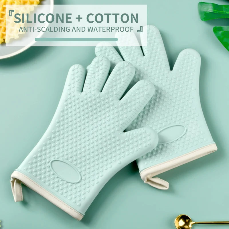 Hitzebeständige Silikonhandschuhe Mikrowellen Backhandschuhe rutschfest