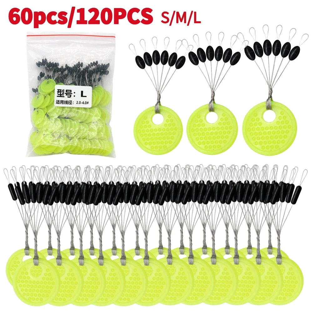 60pcs Gummi Stopper Set für Karpfenangeln mit elastischen Raumbohnen