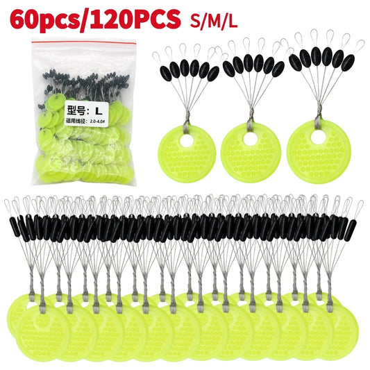60pcs Gummi Stopper Set für Karpfenangeln mit elastischen Raumbohnen