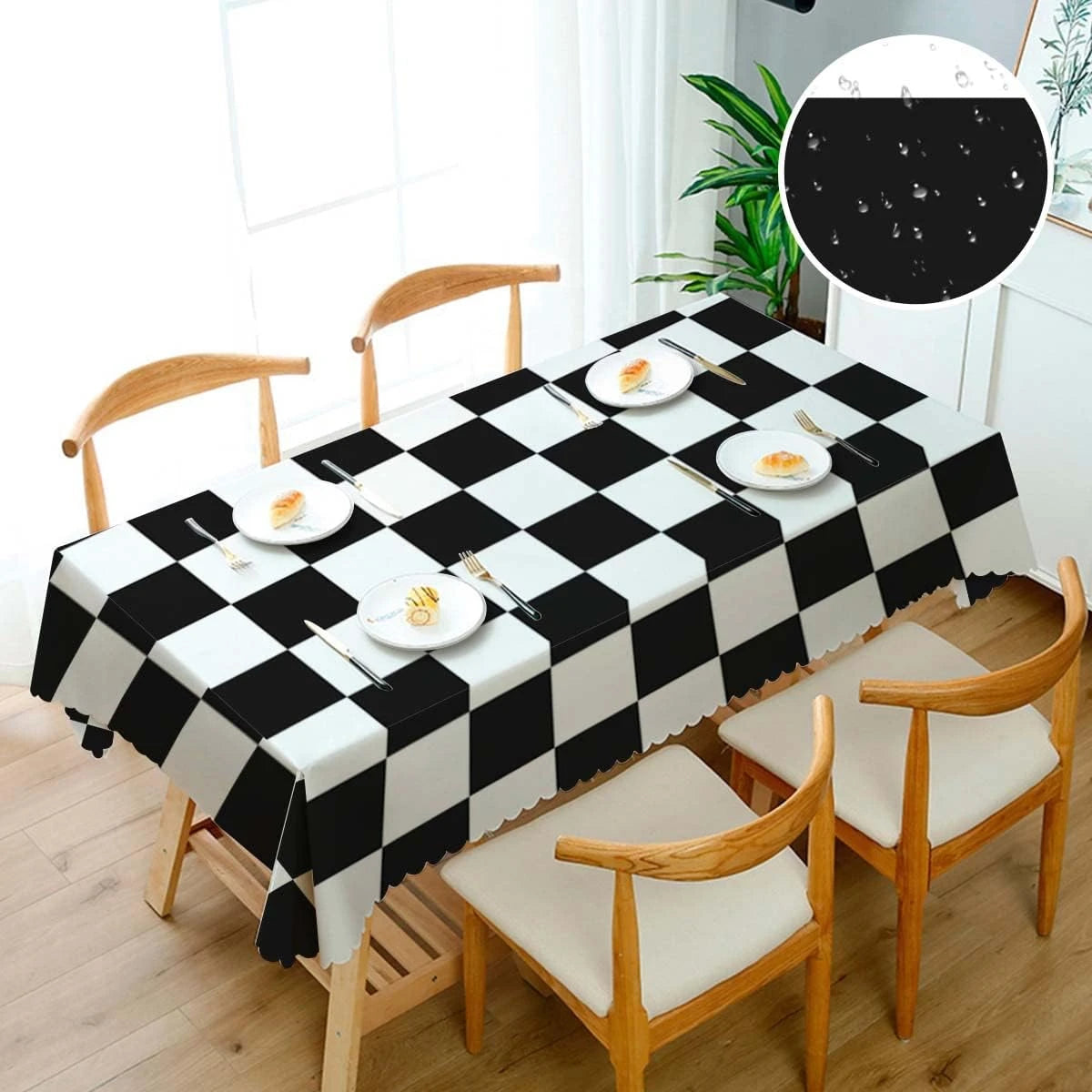 Moderner Tischschutz rechteckig mit Schachbrettmuster