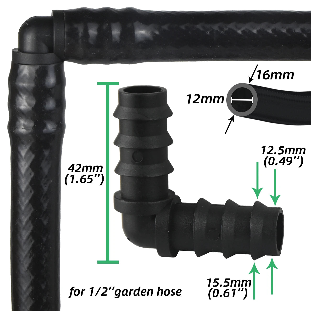 10x 16mm Gerade Kupplungen Micro Tropf Bewässerung 1/2'' PE Schlauch Reparatur