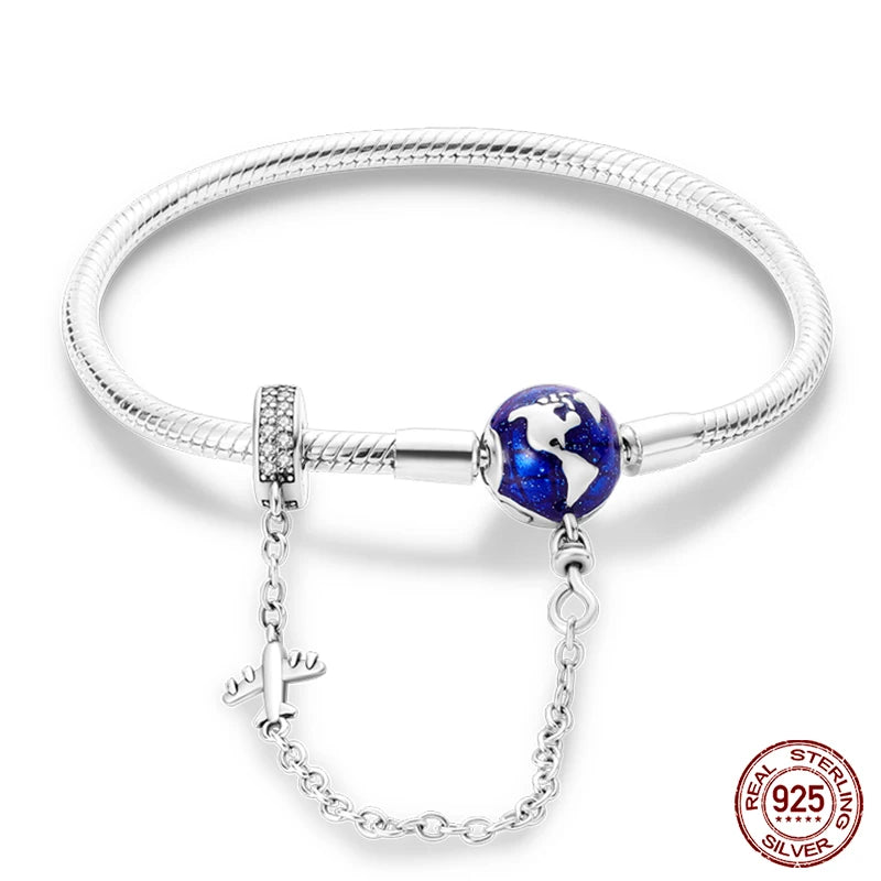 Armband Silber 925 mit Stern Mond Sonne und Grünem Zirkon Charm