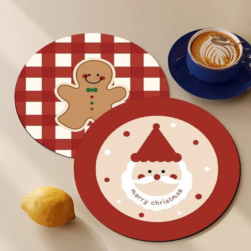 Runde Weihnachtsuntersetzer Tischset Wärmedämmung Küchengeschirr Pad Set