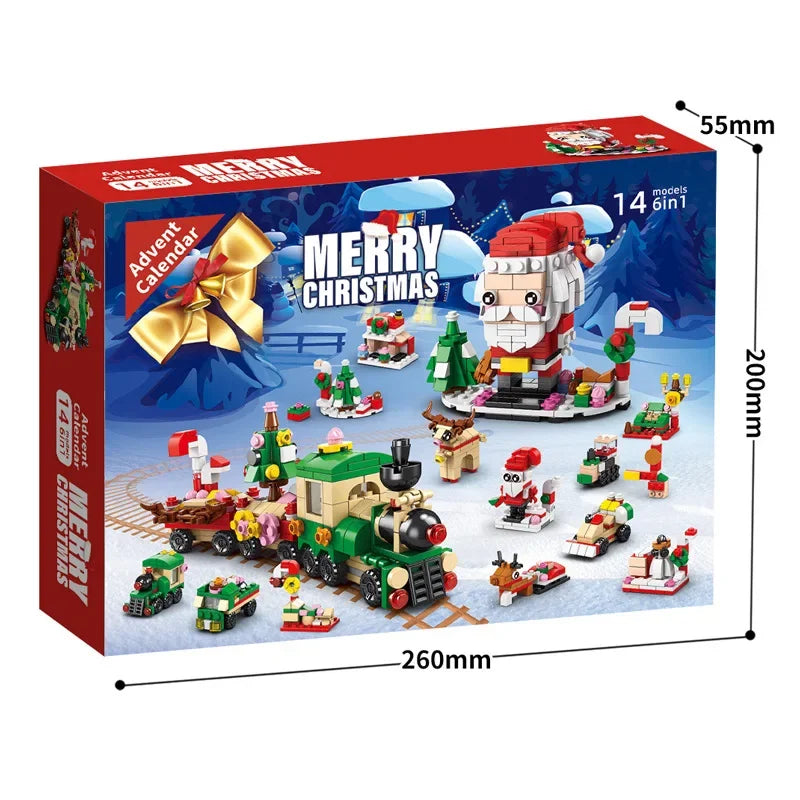 Weihnachts-Baustein-Spielzeug-Set mit 24 DIY-Ziegeln für Kinder ab 6 Jahren