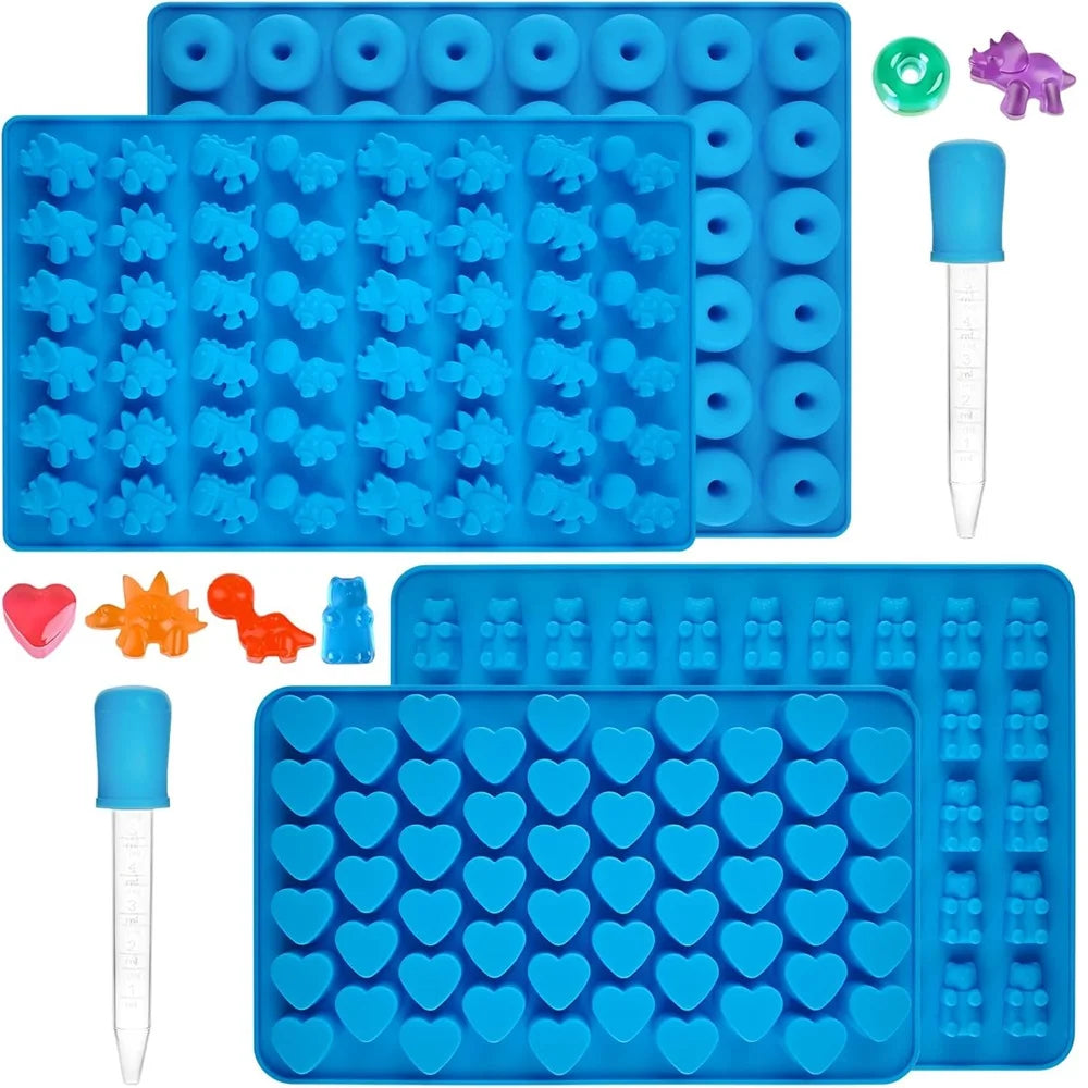 6er Set Wiederverwendbare Silikon Süßigkeitenformen mit 2 Pipetten
