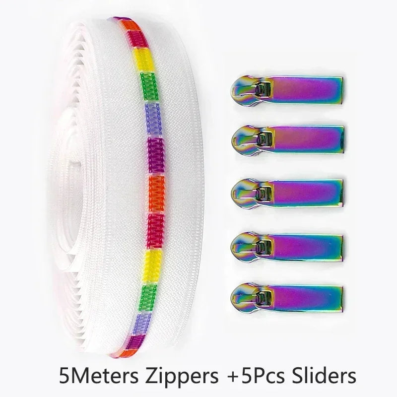 Nylon Reißverschlussband & Schieber Set 5m für Reparaturen Kleidung Taschen #5