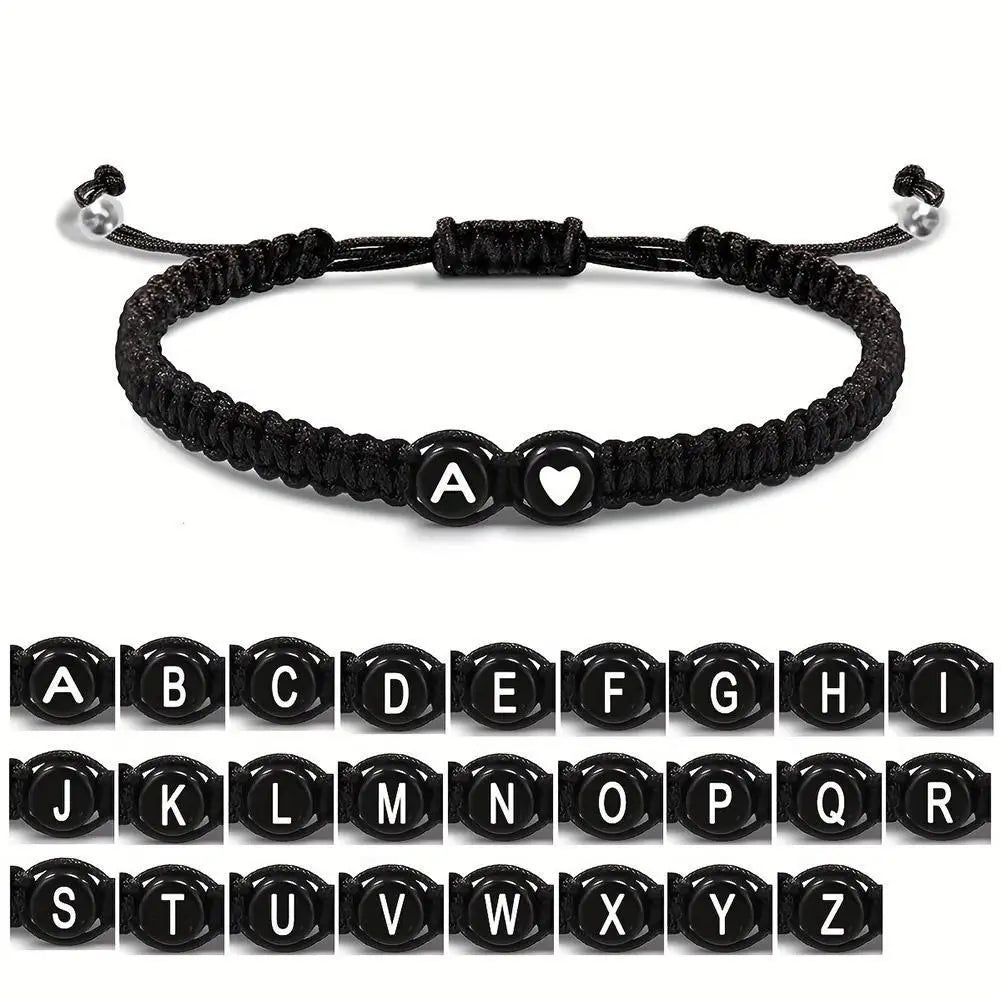 Verstellbares Unisex Anfangsherz Armband mit Buchstaben Geflochten Freundschaft