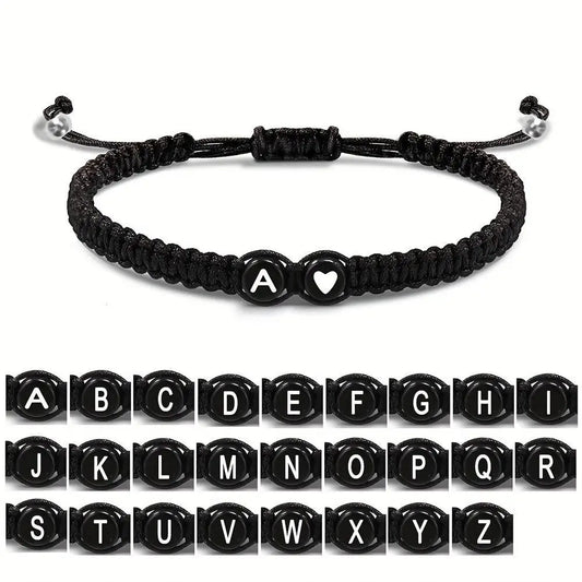 Verstellbares Unisex Anfangsherz Armband mit Buchstaben Geflochten Freundschaft