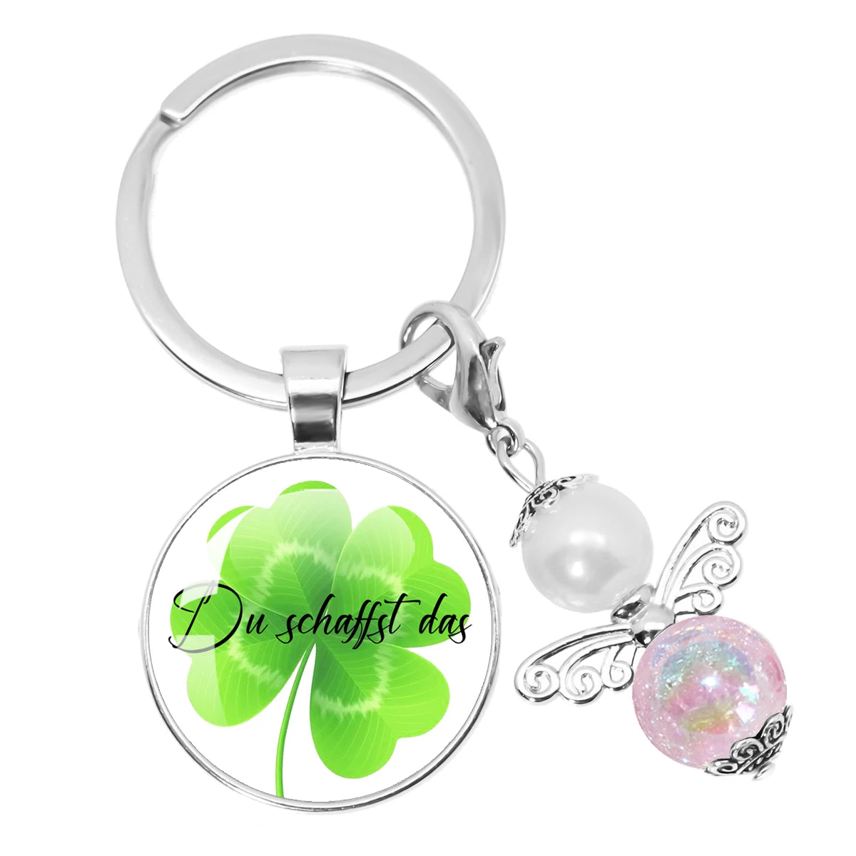 Glücksbringer Schlüsselanhänger mit vierblättrigem Kleeblatt Design